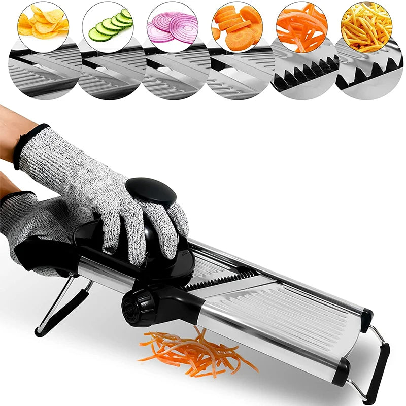 Adjustable Mandoline Slicer Stainless Steel Vegetable Slicer Chopper Cutter for Potato Tomato Onion Carrot JT213